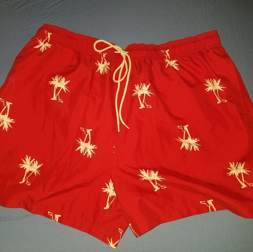 Unisex red and white swimming shorts